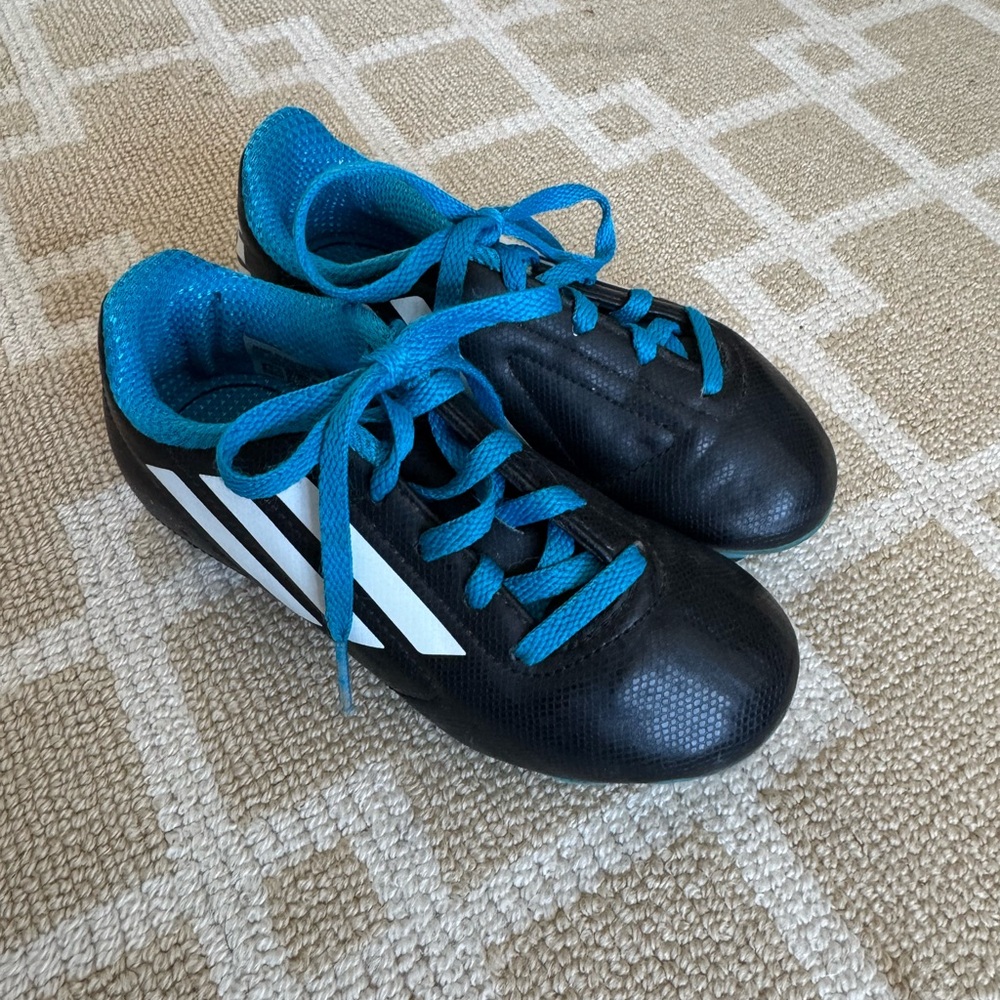 Adidas Youth Soccer Cleats Firm Ground Black Blue Performance Shoes Kids 12 - Picture 10 of 10